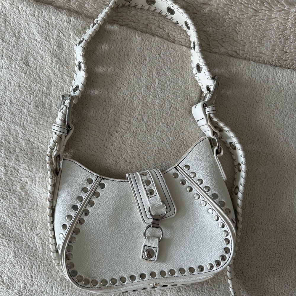 White studded purse